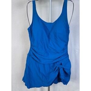 NWT EoMENIE Teal one piece swim dress skirted padded Adjustable straps Size L